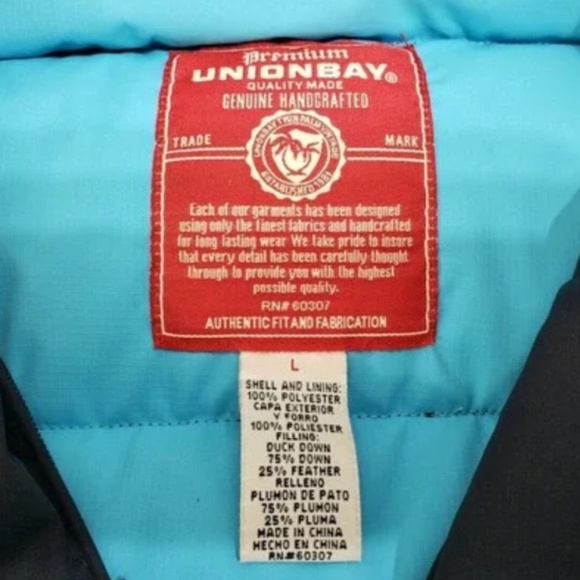 Vtg  Kids Premium Unionbay Navy/ Teal Duck Down Puffer Vest - Picture 10 of 10